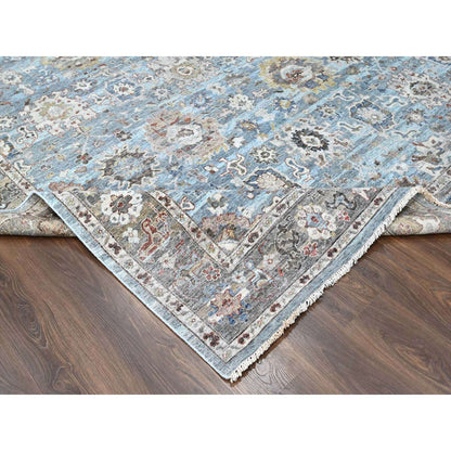 Oushak And Peshawar Wool Hand Knotted Rug Blue 8.11x11.9 -O010147