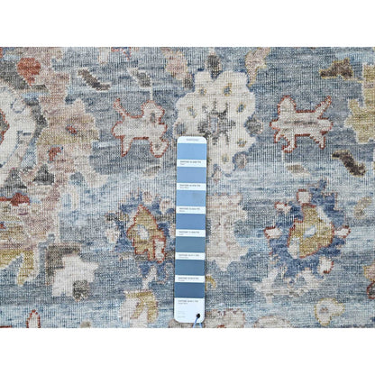 Oushak And Peshawar Wool Hand Knotted Rug Blue 8.11x11.9 -O010147
