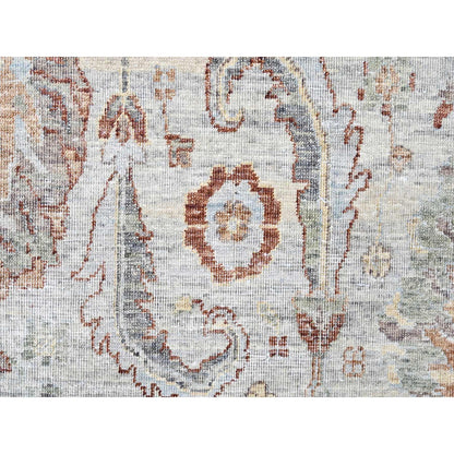 Oushak And Peshawar Wool Hand Knotted Rug Grey 9.0x11.9 -O010153