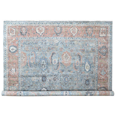 Oushak And Peshawar Wool Hand Knotted Rug Blue 11.11x14.10 -O010155