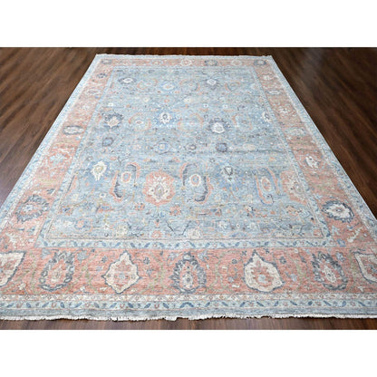 Oushak And Peshawar Wool Hand Knotted Rug Blue 11.11x14.10 -O010155