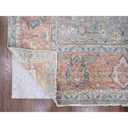 Oushak And Peshawar Wool Hand Knotted Rug Blue 11.11x14.10 -O010155