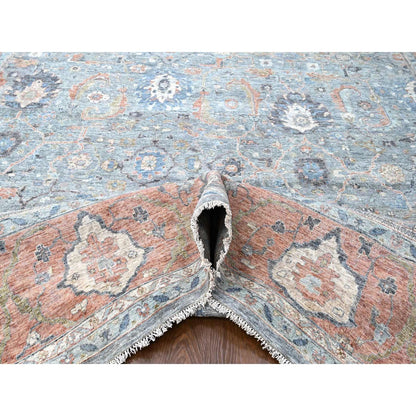 Oushak And Peshawar Wool Hand Knotted Rug Blue 11.11x14.10 -O010155