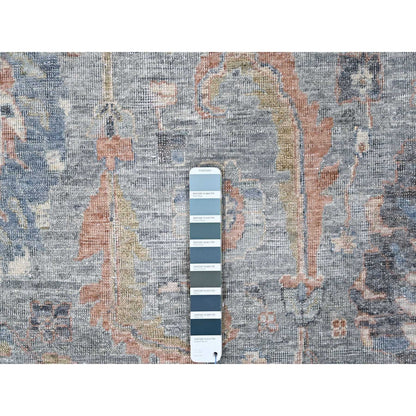 Oushak And Peshawar Wool Hand Knotted Rug Blue 11.11x14.10 -O010155