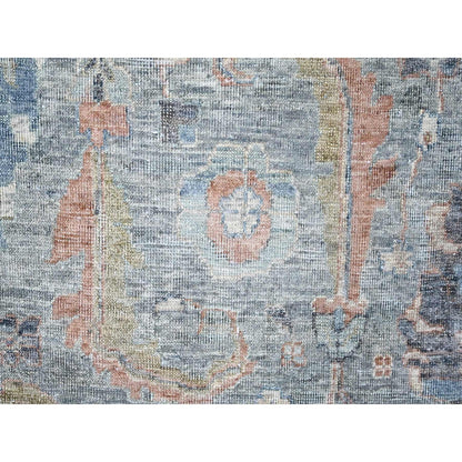 Oushak And Peshawar Wool Hand Knotted Rug Blue 11.11x14.10 -O010155