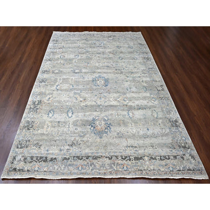 Oushak And Peshawar Wool Hand Knotted Rug Grey 9.0x11.8 -O010156