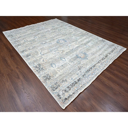 Oushak And Peshawar Wool Hand Knotted Rug Grey 9.0x11.8 -O010156