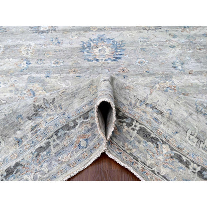 Oushak And Peshawar Wool Hand Knotted Rug Grey 9.0x11.8 -O010156
