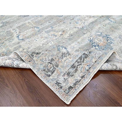 Oushak And Peshawar Wool Hand Knotted Rug Grey 9.0x11.8 -O010156