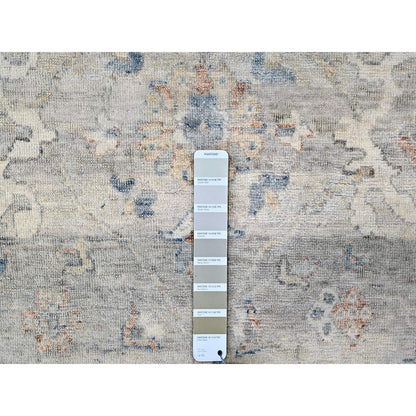 Oushak And Peshawar Wool Hand Knotted Rug Grey 9.0x11.8 -O010156