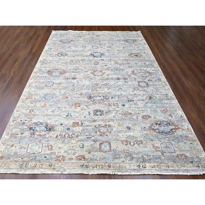 Oushak And Peshawar Wool Hand Knotted Rug Grey 9.6x13.7 -O010158