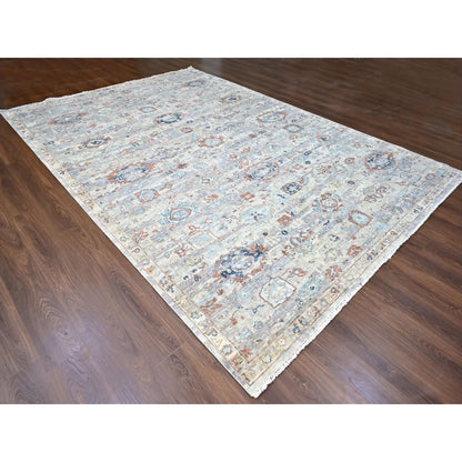 Oushak And Peshawar Wool Hand Knotted Rug Grey 9.6x13.7 -O010158
