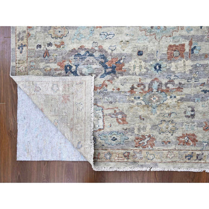Oushak And Peshawar Wool Hand Knotted Rug Grey 9.6x13.7 -O010158