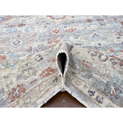 Oushak And Peshawar Wool Hand Knotted Rug Grey 9.6x13.7 -O010158
