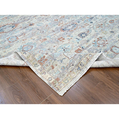 Oushak And Peshawar Wool Hand Knotted Rug Grey 9.6x13.7 -O010158