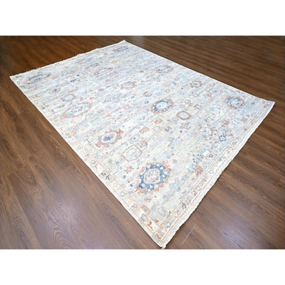 Oushak And Peshawar Wool Hand Knotted Rug Grey 8.6x11.3 -O010159