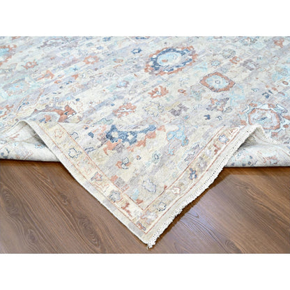 Oushak And Peshawar Wool Hand Knotted Rug Grey 8.6x11.3 -O010159
