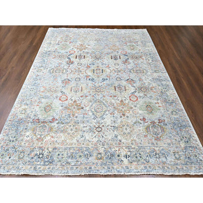 Oushak And Peshawar Wool Hand Knotted Rug Grey 8.10x11.9 -O010165