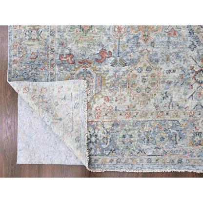 Oushak And Peshawar Wool Hand Knotted Rug Grey 8.10x11.9 -O010165