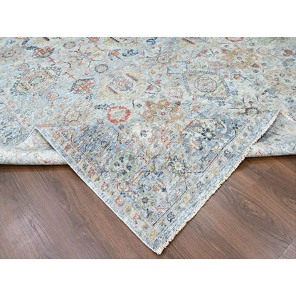 Oushak And Peshawar Wool Hand Knotted Rug Grey 8.10x11.9 -O010165