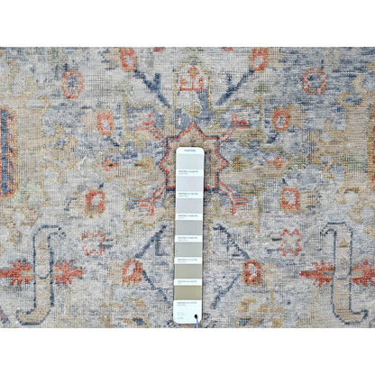 Oushak And Peshawar Wool Hand Knotted Rug Grey 8.10x11.9 -O010165