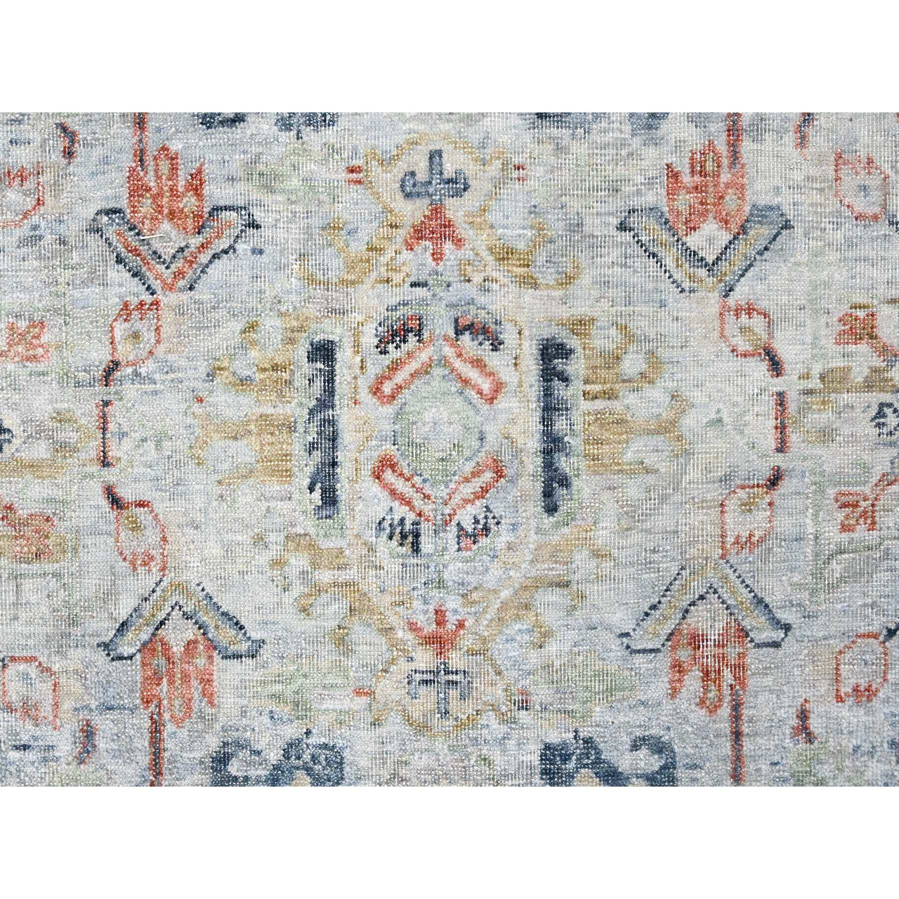 Gray 8'10" x 11'9" Oushak And Peshawar Hand knotted Wool Rug - Sku: O010165
