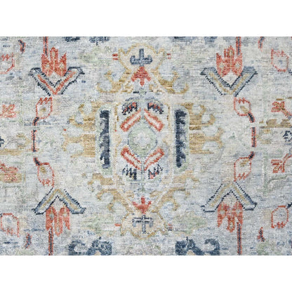 Oushak And Peshawar Wool Hand Knotted Rug Grey 8.10x11.9 -O010165