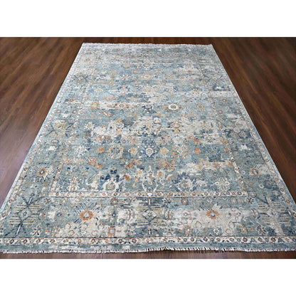 Oushak And Peshawar Wool Hand Knotted Rug Grey 8.10x11.10 -O010166
