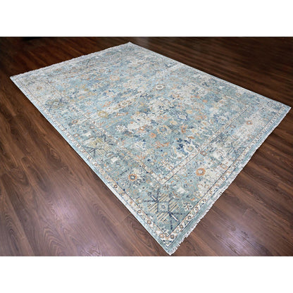 Oushak And Peshawar Wool Hand Knotted Rug Grey 8.10x11.10 -O010166