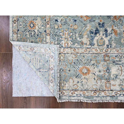 Oushak And Peshawar Wool Hand Knotted Rug Grey 8.10x11.10 -O010166