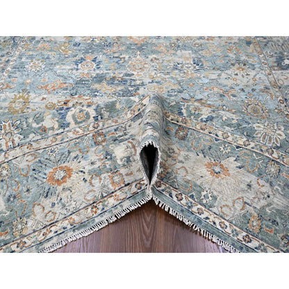 Oushak And Peshawar Wool Hand Knotted Rug Grey 8.10x11.10 -O010166