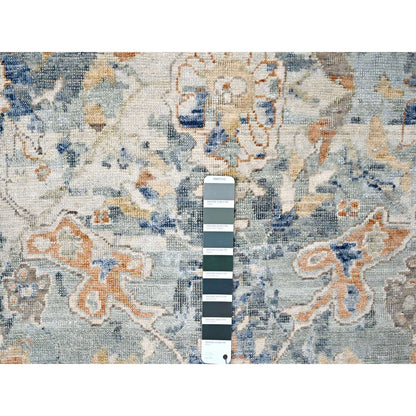 Oushak And Peshawar Wool Hand Knotted Rug Grey 8.10x11.10 -O010166