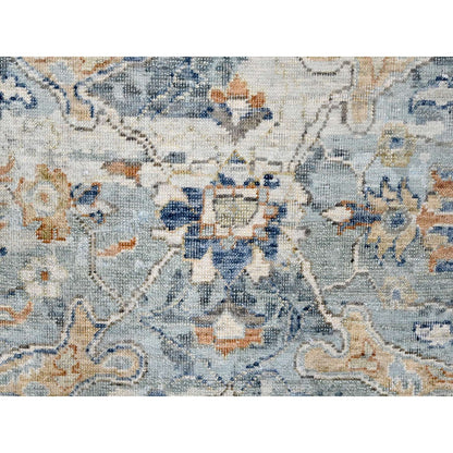 Oushak And Peshawar Wool Hand Knotted Rug Grey 8.10x11.10 -O010166