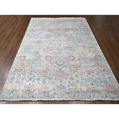 Oushak And Peshawar Wool Hand Knotted Rug Grey 9.10x13.10 -O010167