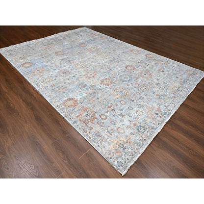 Oushak And Peshawar Wool Hand Knotted Rug Grey 9.10x13.10 -O010167