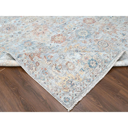 Oushak And Peshawar Wool Hand Knotted Rug Grey 9.10x13.10 -O010167