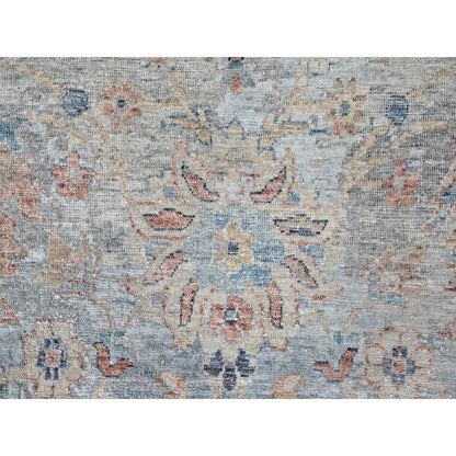 Oushak And Peshawar Wool Hand Knotted Rug Grey 9.10x13.10 -O010167