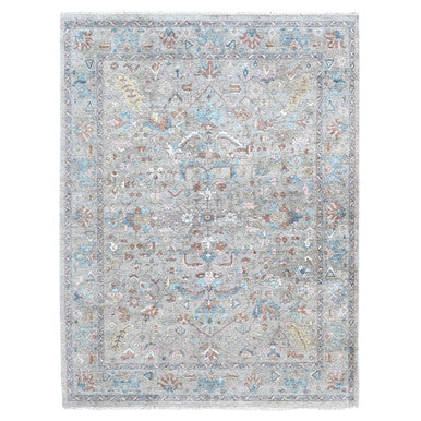 Oushak And Peshawar Wool Hand Knotted Rug Brown 8.6x11.3 -O010169