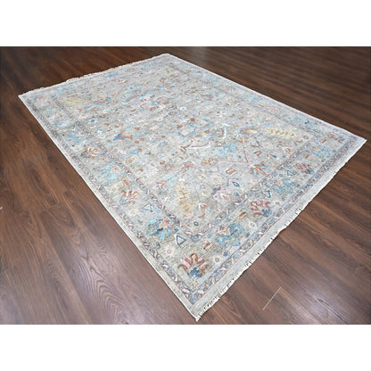 Oushak And Peshawar Wool Hand Knotted Rug Brown 8.6x11.3 -O010169