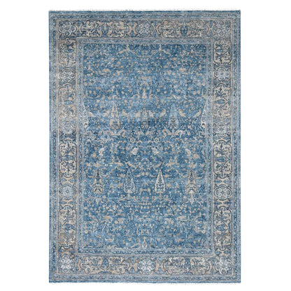 Oushak And Peshawar Wool Hand Knotted Rug Blue 8.11x12.0 -O010172