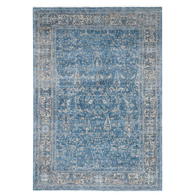 Oushak And Peshawar Wool Hand Knotted Rug Blue 8.11x12.0 -O010172