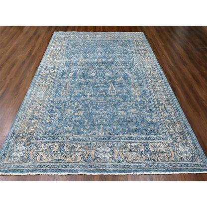 Oushak And Peshawar Wool Hand Knotted Rug Blue 8.11x12.0 -O010172