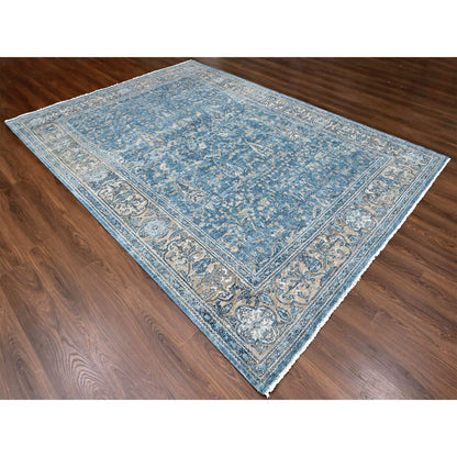 Oushak And Peshawar Wool Hand Knotted Rug Blue 8.11x12.0 -O010172