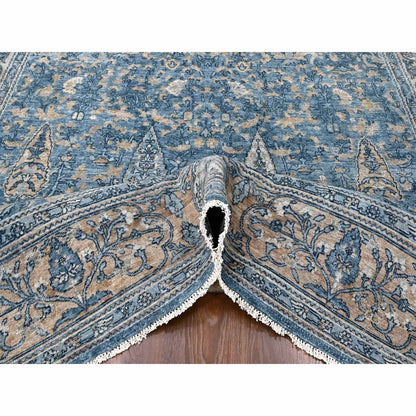 Oushak And Peshawar Wool Hand Knotted Rug Blue 8.11x12.0 -O010172