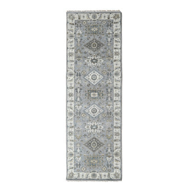 Heriz Wool Hand Knotted Rug Grey 2.7x8.0 -O010185