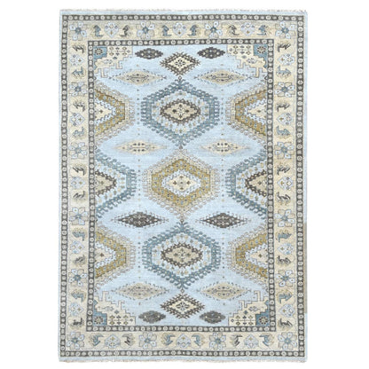 Tribal & Geometric Wool Hand Knotted Rug Grey 6.2x9.1 -O010191
