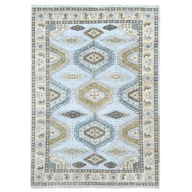 Tribal & Geometric Wool Hand Knotted Rug Grey 6.2x9.1 -O010191