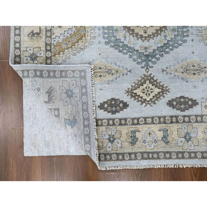 Tribal & Geometric Wool Hand Knotted Rug Grey 6.2x9.1 -O010191
