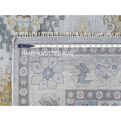 Tribal & Geometric Wool Hand Knotted Rug Grey 6.2x9.1 -O010191