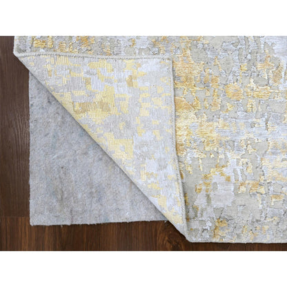 Modern and Contemporary Wool & Silk Hand Knotted Rug Beige 2.7x7.10 -O010196